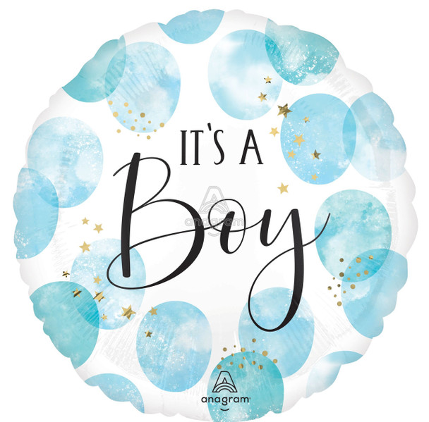 ANAGRAM 28"A Baby Boy Blue Watercolor Pkg